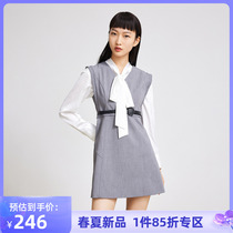 LILY2022 Spring new womens fashion Fashion Commute Elegant V Collar Distribution Belt with sleeveless waistcoat Waistcoat Dress