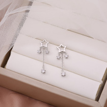 s925 Pure Silver Stars Flow Su Earrings Female Earrings 2021 New Small Crowddesign Sense Lukewarm Wind Net Red Ornaments