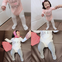 Girl baby girl baby girl pair spring and autumn 0-2 year old child big pp cute smile bear pantyhose leggings