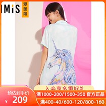 Love beautiful pajamas female spring summer thin glossy print short sleeve home clothing IM45CMZ1