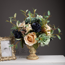 Eurostyle retro emulated flower pendulum pieces Flowers Fake Flowers Living Room Vase Decorations Rose Table Flower Art Dry Flower Furnishing