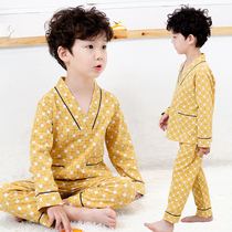 2021 autumn new childrens pure cotton pajamas Boys long-sleeved trousers suit spring and autumn air conditioning clothes baby home clothes