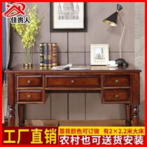 US-EU style countryside retro style antique style old dark book house adult office writing desk computer book solid wood table