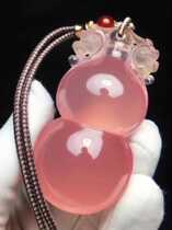 Natural Mozambique Powder Crystal Large Gourd Pendant Pink with Begging Must female item pendant sweater chain One figure