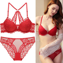 Dianphine Life Year Red Lace Front Button Beauty Back Underwear Women Small Breasts Gather Sexy Closeted Breast Bra Suit