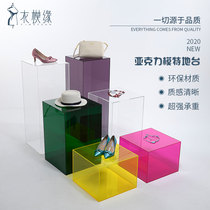 Clothing Mold Edge Clothing Store Ground Table Acrylic Transparent Flowing Water Table Ornament Shoes Bag Mesh Red Base Shop Window show Show