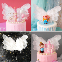 Angel feather wings cake decoration white wings creative dessert table cake dress up supplies