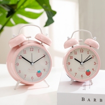 Silent alarm clock Girl heart Japanese creative students with bedside cute small alarm clock pink simple modern big ringtone