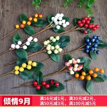 Red fruit simulation small Berry home bouquet wedding DIY material flower Christmas wreath handmade decoration material
