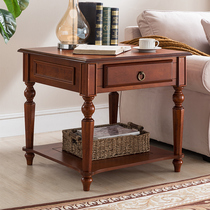 American coffee table corner several sofa side cabinet shelf solid wood 60 small square table living room side table European 70 side several