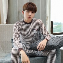 Middle High Collar Autumn Clothes Autumn Pants Suit Mens Junior High School Students Warm Underwear Loose Pure Cotton Sweatshirt Bottom