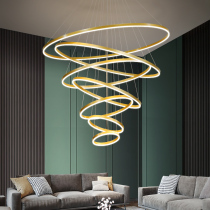 Complex building chandelier post-modern simple Nordic lamps Villa staircase chandelier light luxury lighting Net red living room lamp