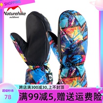 NH moves customers outer windproof and waterproof ski gloves for men and women winter plus velvet thickened cold-proof and warm riding gloves