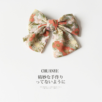 Japanese Super fairy fabric big bow hairclip back hair accessories fresh and sweet floral spring clip hairpin headgear