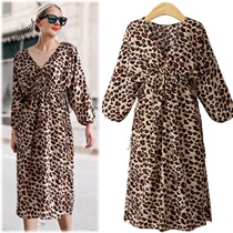 (8926) autumn women plus size Leopard Print long dress