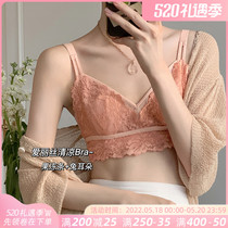 High face value ultra-thin lingerie woman thin air permeable large chest display small sexy lace French style rabbit ear jelly bra