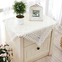Lace open lace bedside table white cover cloth embroidery multi-purpose towel TV refrigerator washing machine cover towel