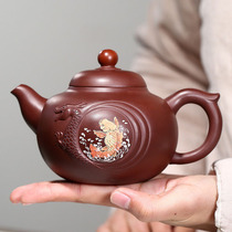 New product special high-tech Shen Jiankang Hongyun head purple mud 370cc Yixing famous pure handmade purple sand pot