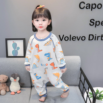 Girls sleepy gown spring and autumn girl baby child climb baby dinosaur long sleeve cotton childrens home suit