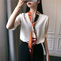 Silk towels female summer thin strips of small strips of bevelled bevelled fashion tied for Korean version of spring and autumn lap lining clothing foreign air scarf tie temperament