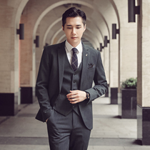 Mens Western-style Suit Suits to Fit Three Sets Casual High-end Business Annual Meeting Groom Wedding Gown Suit Tide