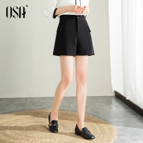 OSA black suit shorts Women summer 2021 new casual five wide leg pants thin straight pants autumn