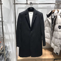 Burst point cashmere coat Casiroti mens business casual autumn and winter long black lapel wool coat