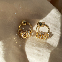 Advanced sense S925 silver pin Diamond Circle casual earrings fashionable gold lazy French tassel temperament earrings female