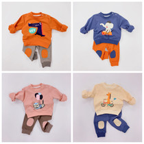 Breaking code special baby suit spring and autumn out cartoon split long sleeve clothes female baby pullover two