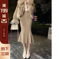 XUELI Sydney womens elegant high waist skirt womens autumn and winter small man slim bag hip skirt