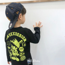 Spring and autumn winter New Men and women children Japanese tide cool fluorescent black cartoon long sleeve T-shirt bottoming shirt