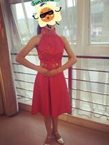 Summer new cheongsam national style printing embroidery retro Olympic cheongsam short welcome dress opening celebration red