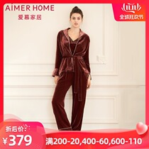 aimer love home velvet long sleeve coat AH450641
