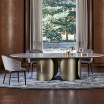 Italian Style Light Lavish Marble Table Rear Modern Minima Stainless Steel Dining Table Rectangular Profiled 6 People With Dinner Table