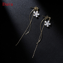 925 Silver Needle Flowers Summer Fresh Joker Earrings Korean Temperament Net Red 2021 New Tide Long Simple Earrings