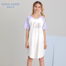 21 spring and summer new love children girls junior high school students Spongebob cotton pullover short sleeved night dress home clothes