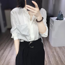 Temperament loose slim round neck shirt women's 2022 spring new women's design feeling niche OL professional long sleeve shirt