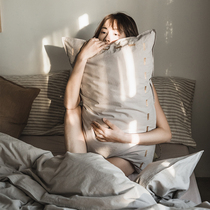 ins Wind cotton water wash cotton pillowcase embroidery pure cotton simple solid color embroidered pillowcase single one pair Pat 2