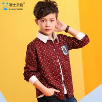 Knight Baylor boys shirt long sleeve cotton childrens printed shirt male boy long sleeve shirt autumn trendy