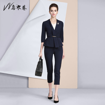 Wong Yi Lane Spring and Summer Seven-point Sleeve Mid-Sleeve Womens Small Suit Business Clothes Set Work Clothes Pants Fashion Work