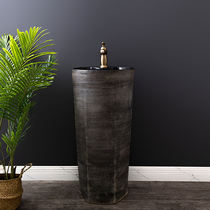 Ceramic home column type washbasin balcony toilet integrated floor-type column basin outdoor washbasin 9