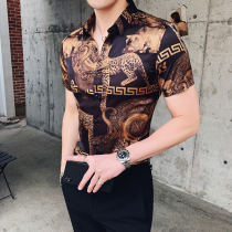 Fugui bird shirt mens sashimi Han version trend handsome young nightclub personality new casual business flower lining clothes