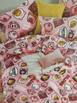 Cotton sheet four-piece New Pink Yellow Duck bed hat bed bag size can be customized student bed upper and lower bunk