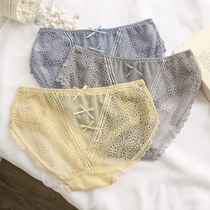 Ladies underwear lace hot temptation ultra-thin non-trace regret mid-waist mesh see-through underwear summer thin breathable