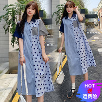 Pregnancy Woman Dress Summer Dress Stylish Irregular Splicing Short Sleeves Flip Collar One-piece Dress 2022 New Summer Nemesis Red Pregnant Woman Dress