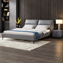 Italian minimalist leather bed modern minimalist Nordic soft leather bag bed 1 8 meters light luxury master bedroom double bed custom