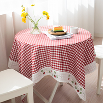 Spring Festival pastoral Plaid tablecloth cloth tea table tablecloth lace rectangular square dining table cloth round table cover towel