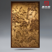 Zhou Xianrong hand-carved eighteen bachelor partition wall background wall landscape figure solid wood Dongyang wood carving Chinese style