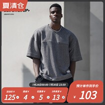 BD POWER UP flower gray round neck t-shirt male ins trend all-round knitted short-sleeved male loose sports fitness