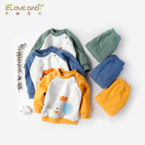 Baby sweater suit plus velvet thickened female infant clothes long sleeve winter warm cotton jacket mens baby winter coat